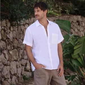 Men's Classic Vacation White Short Sleeve Shirt